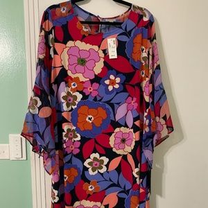 Avenue Vivid Floral Bell-Sleeve A-Line Dress